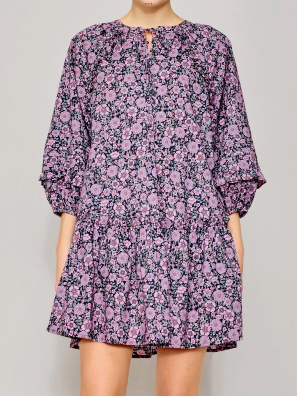 MELLODAY Floral Poplin Shift Dress, size L - Picture 3 of 9
